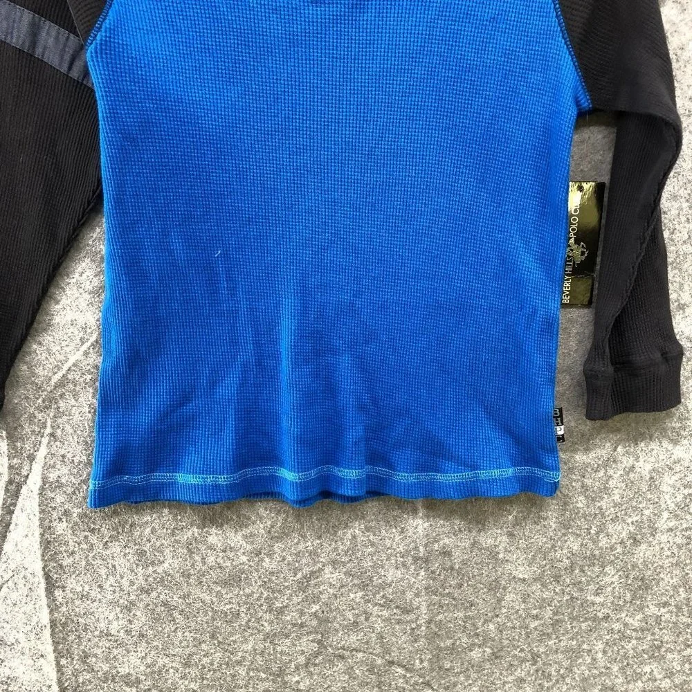 NWT Beverly Hills Polo Club Boys Size L (7) Blue Long Sleeve Henley‎ Shirt